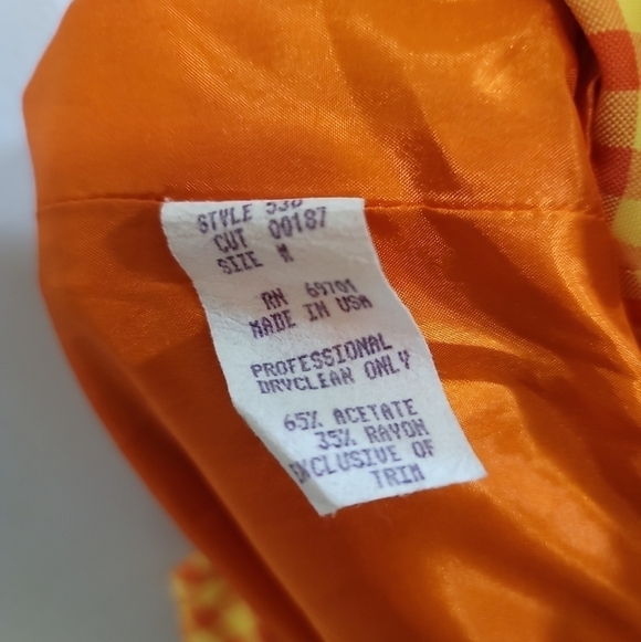Sue Wong 90s Y2K Clueless Mini Dress Cropped Jacket Set Orange Yellow Gingham - Picture 10 of 10